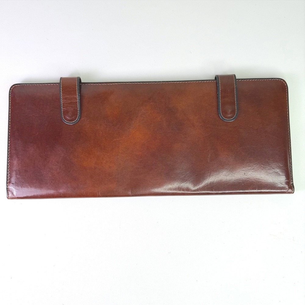 Vintage Bosca Leather Tie Valet Holder Necktie Travel Folder Brown USA made